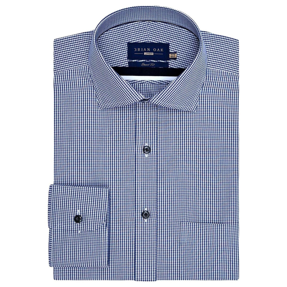 Men's Navy Checkered Dress Shirt