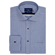 Men's Navy Checkered Dress Shirt