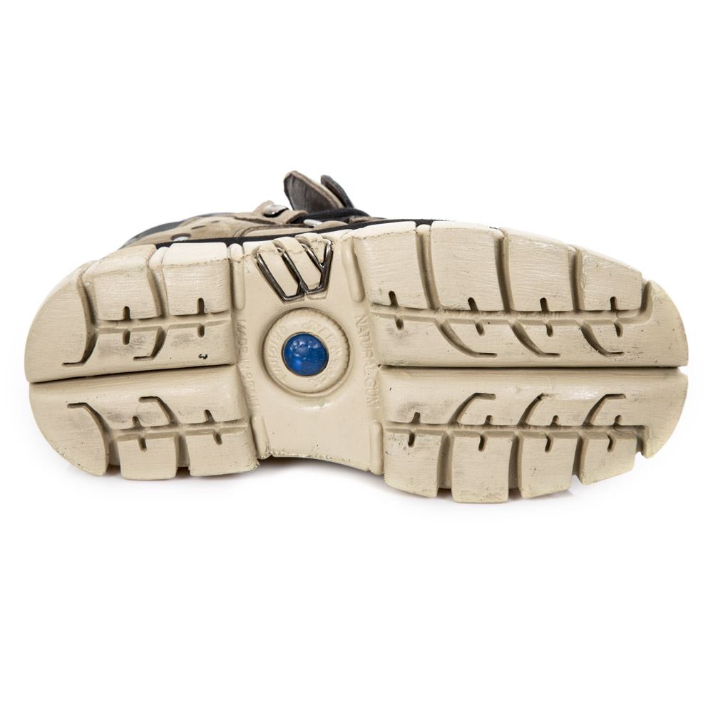 New Rock M-106-S40 Beige Leather Gothic Ankle Platform Boots