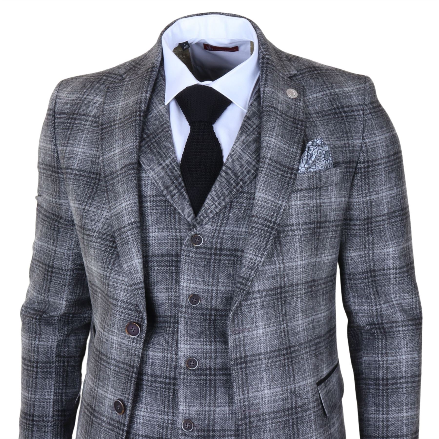 TP-30 - Men's Grey Tweed Check 3 Piece Suit