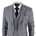 Mens Classic 3 Piece Suit Grey Pocket Chain Wedding Tailored Fit Vintage Formal - Knighthood Store