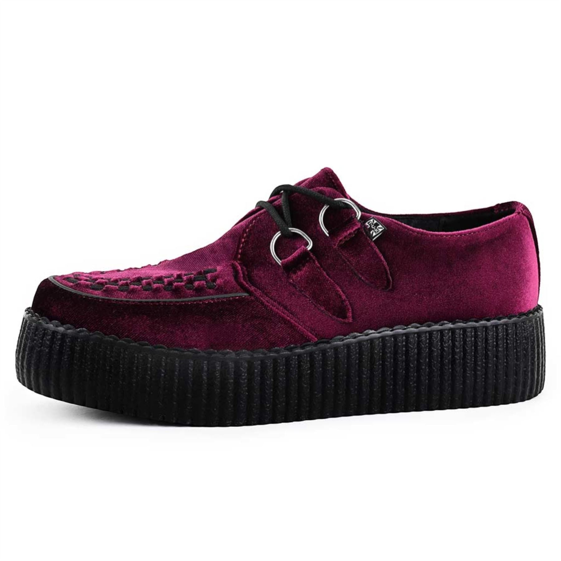 Viva High Creeper Burgundy Velvet Platform Lace-Up Shoes