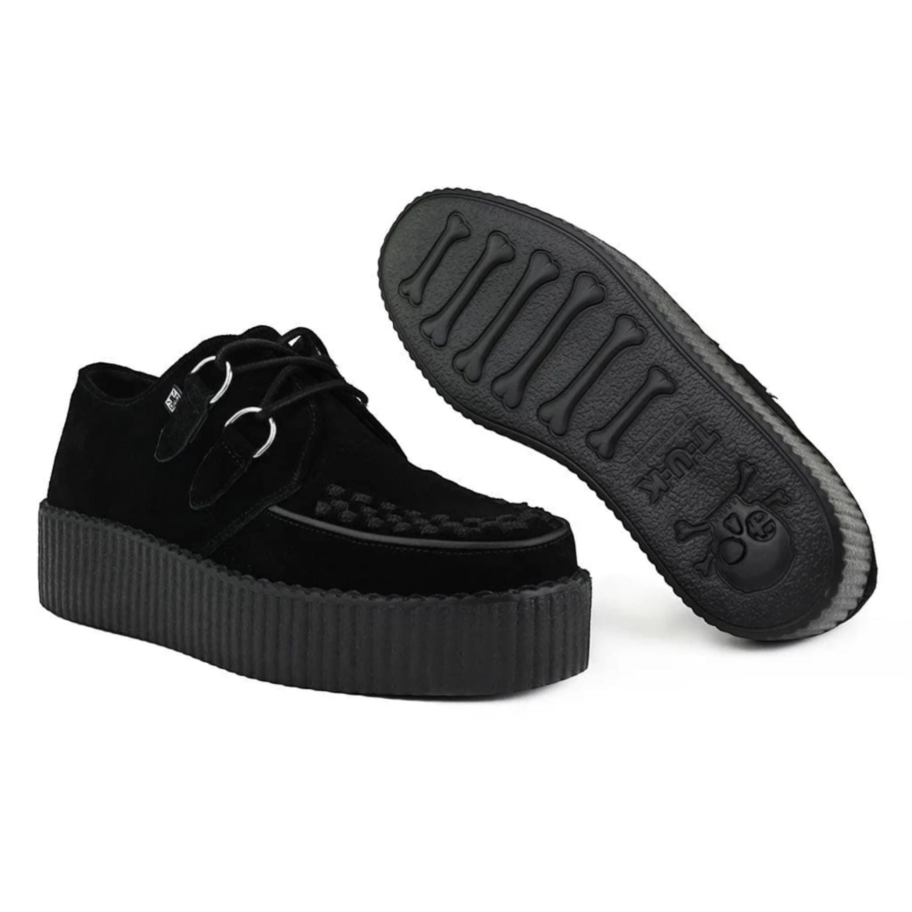 Viva High Creeper Black Suede Platform Lace-Up Goth Shoes