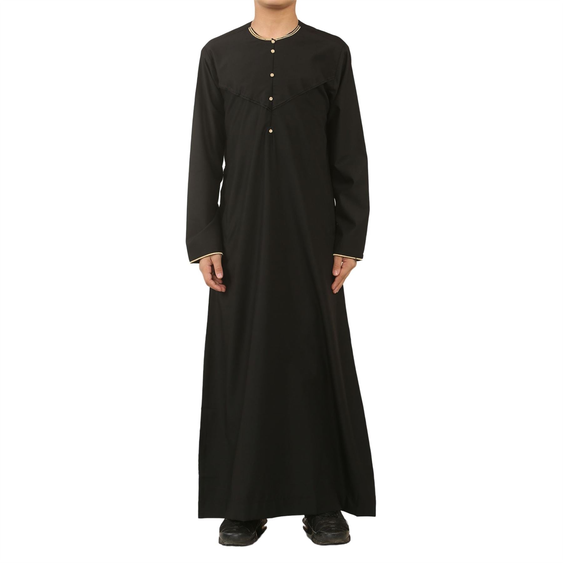 Boy's Thobe Emirati Omani Jubba Islamic Clothing Muslim Kaftan Eid Robe Arab Gold Embroidery