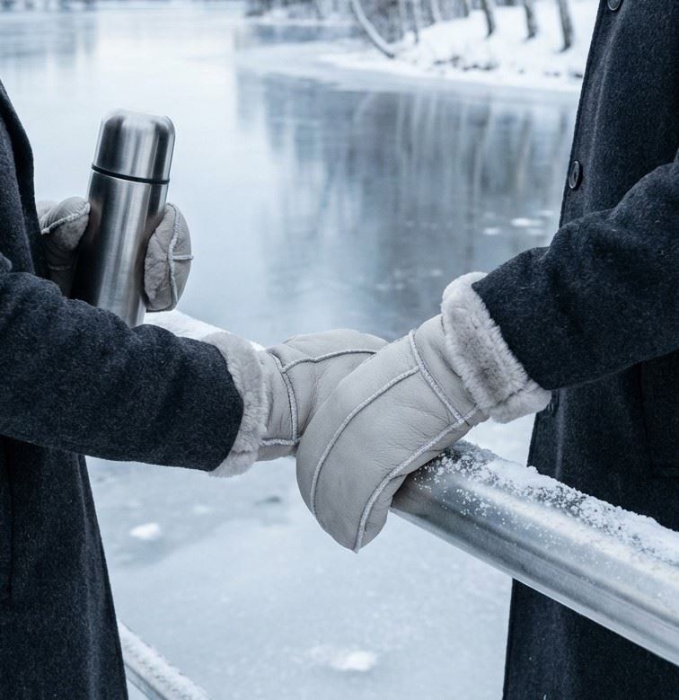 Women’s Premium Leather Shearling Wool Lining Gloves