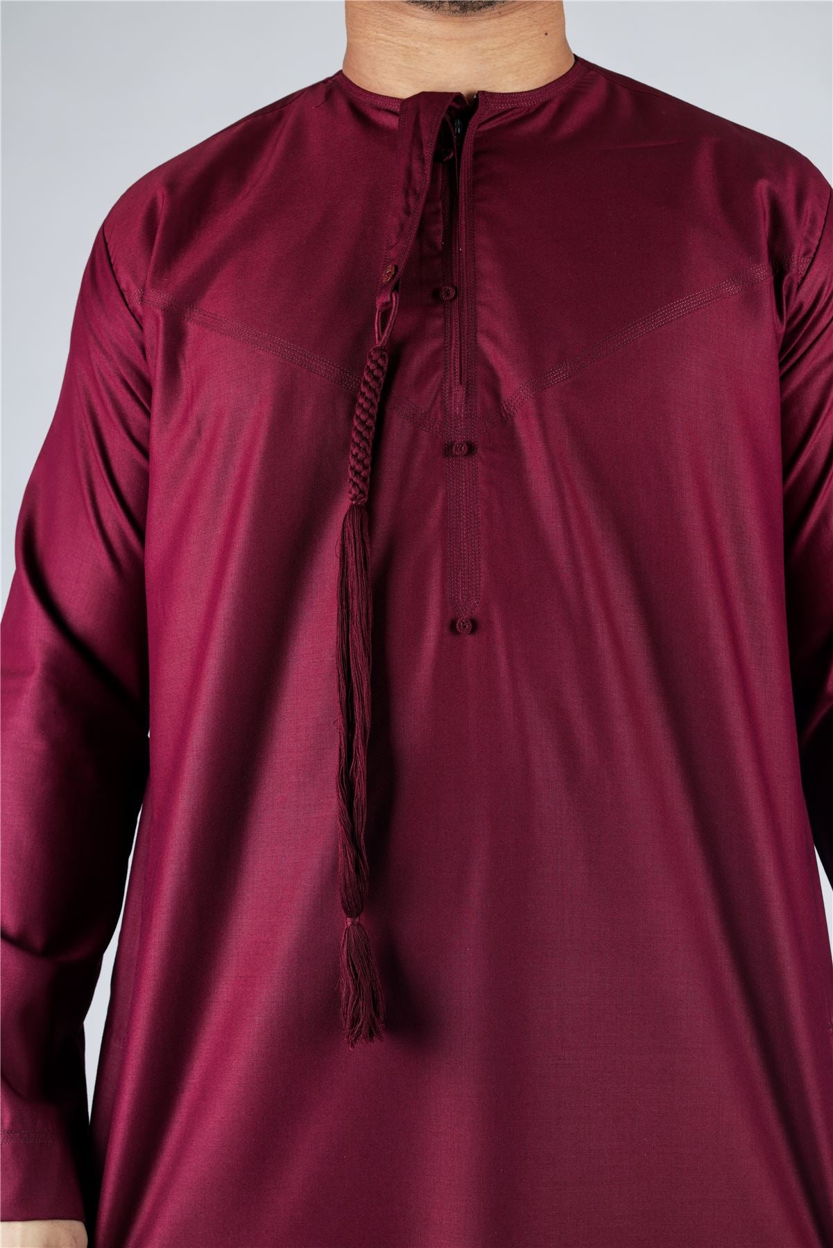 Men's Thobe Emirati Omani Jubba Islamic Clothing Muslim Kaftan Eid Robe Arab String Tassel