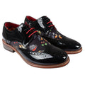 Men's Shoes Butterfly Print Patent Leather Lace Up Brogue Formal Dress Shoe - Knighthood Store