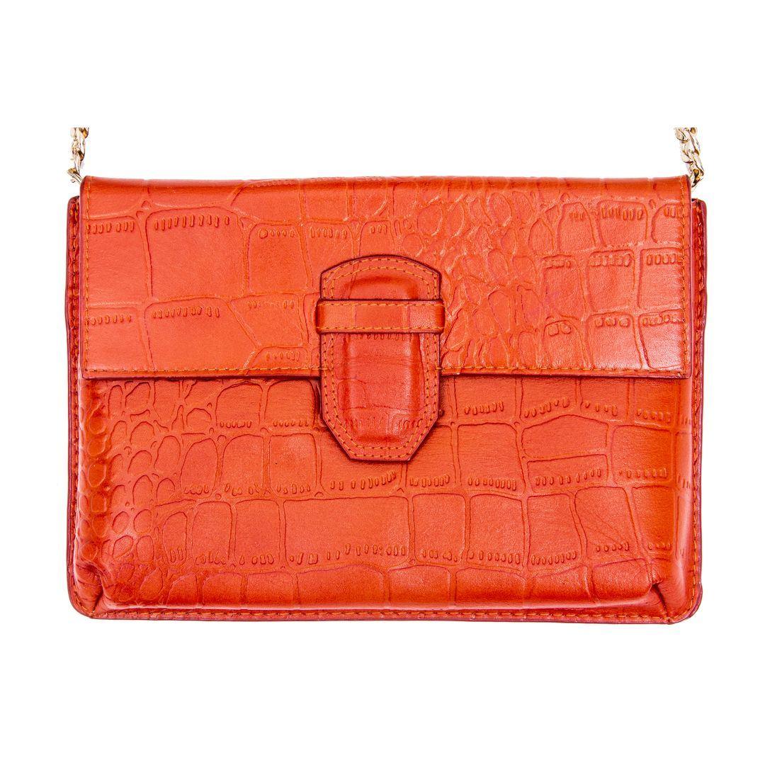 Womens Real Leather Buckle Hide Clutch Shoulder Bag Metal Chain Cross Body - Knighthood Store