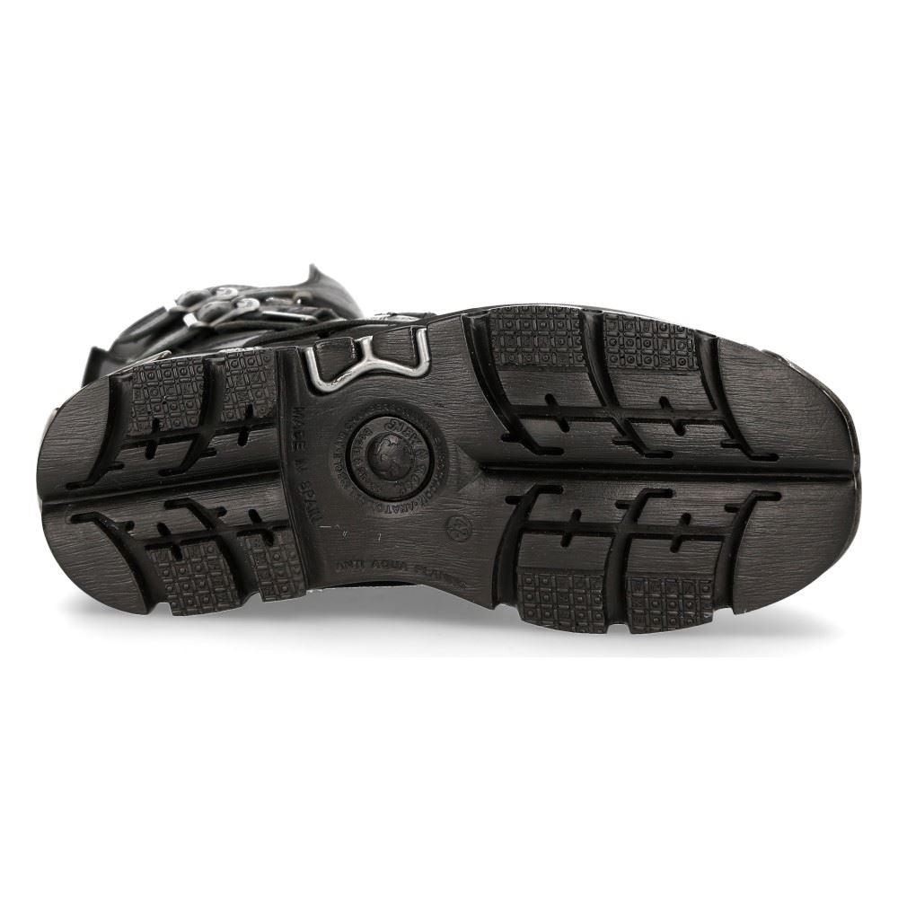 New Rock New Rock 373 S4 Metallic High Boots Black Leather Goth Biker Emo - Knighthood Store