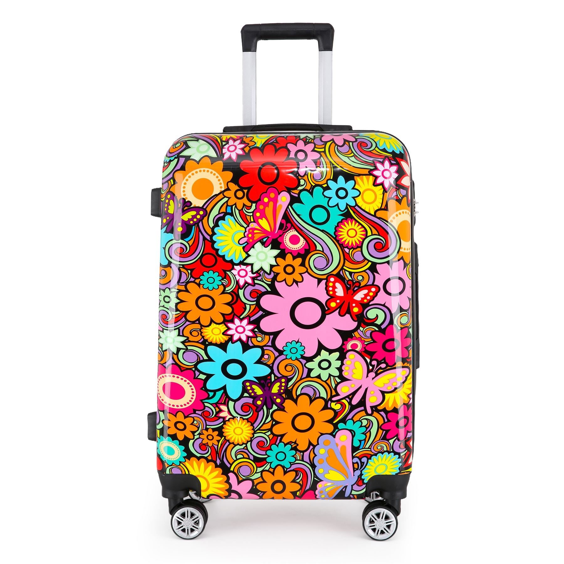Hard Shell Suitcase Flower Heart Printed Luggage Travel Bag
