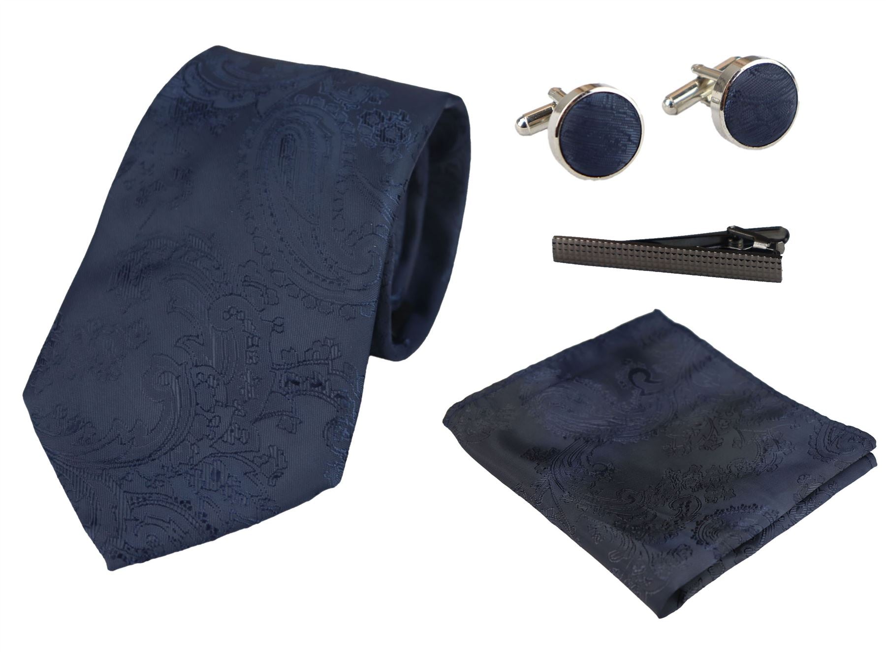 Paisley Neck Tie Gift Set Pocket Square Cuff Links Tie Floral Satin