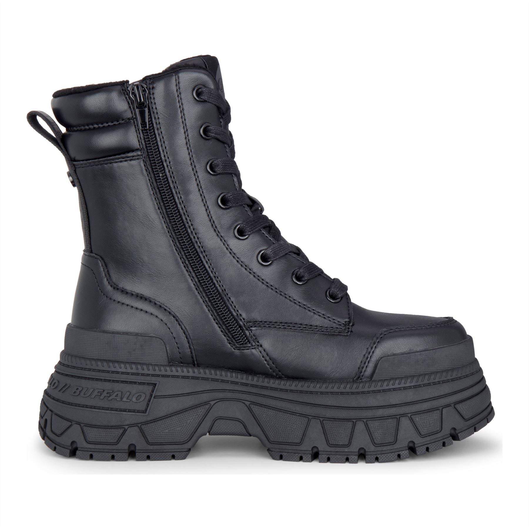 FUSION LACE UP MID - Women’s Black Mid-Ankle Platform Boots