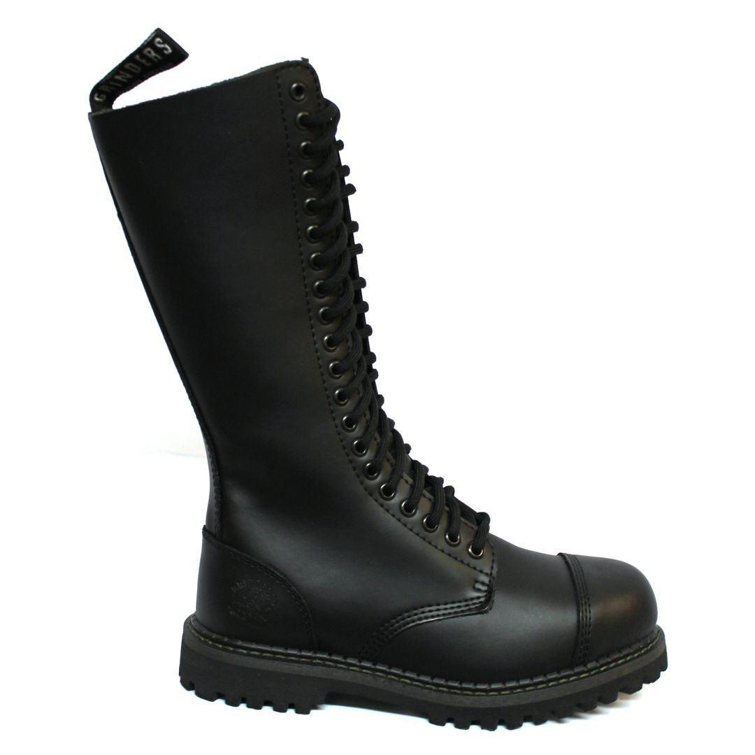 Unisex Real Leather Military Boots Black Ginders King Punk Rock Safety Steel Toe - Knighthood Store