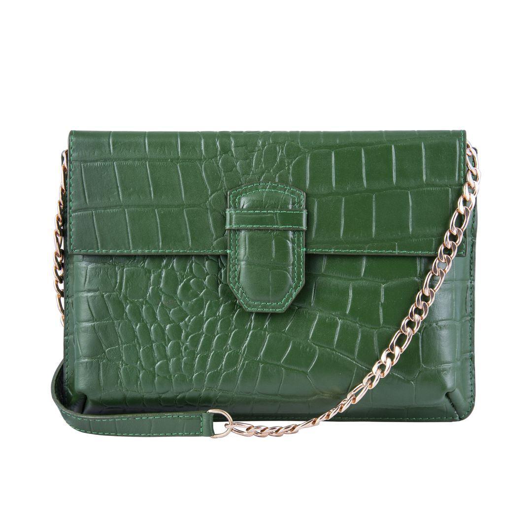 Womens Real Leather Buckle Hide Clutch Shoulder Bag Metal Chain Cross Body - Knighthood Store