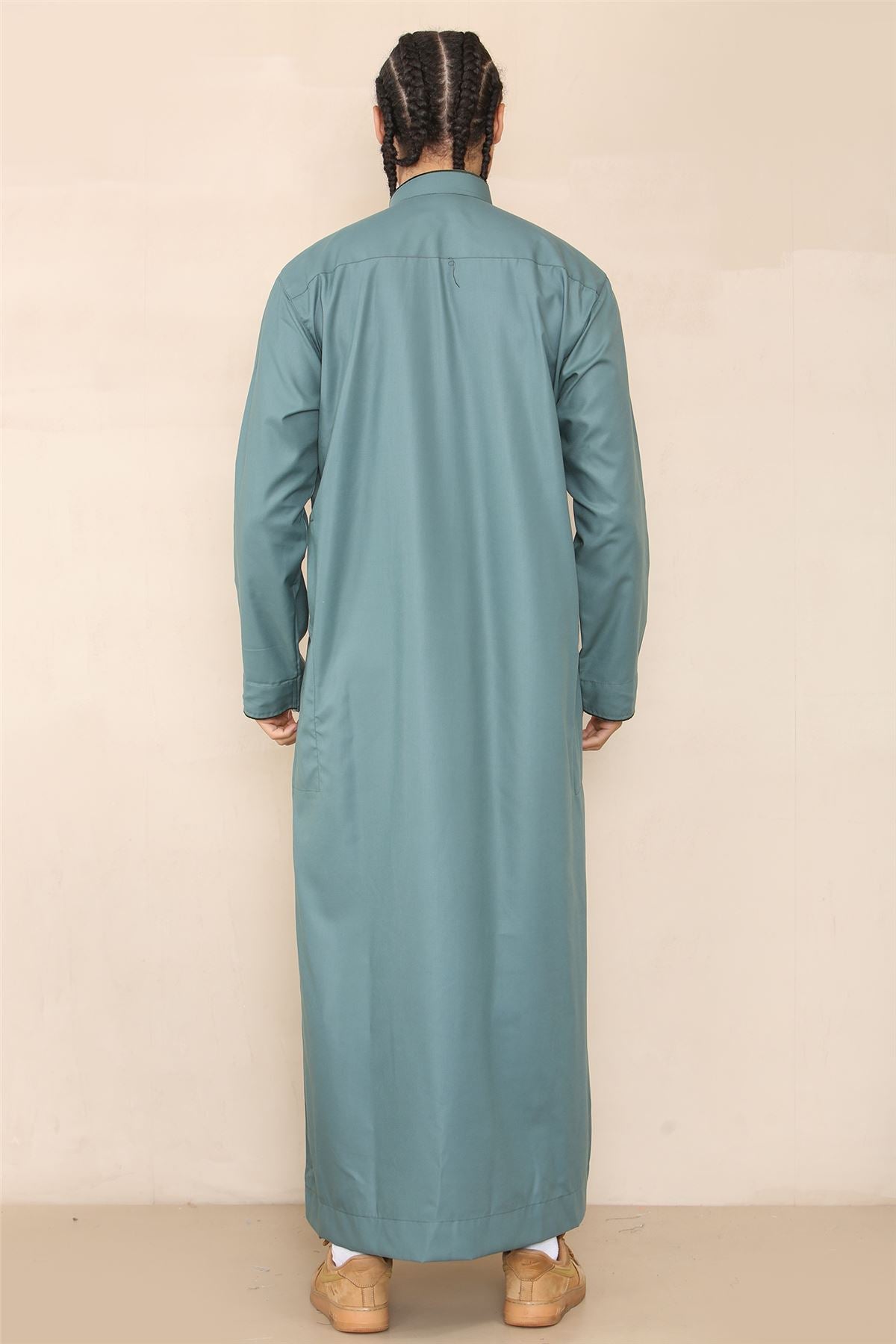 Mens Thobe Jubba Nehru Stand Collar Islamic Clothing Muslim Cotton Kaftan Embroidery Eid Robe Saudi