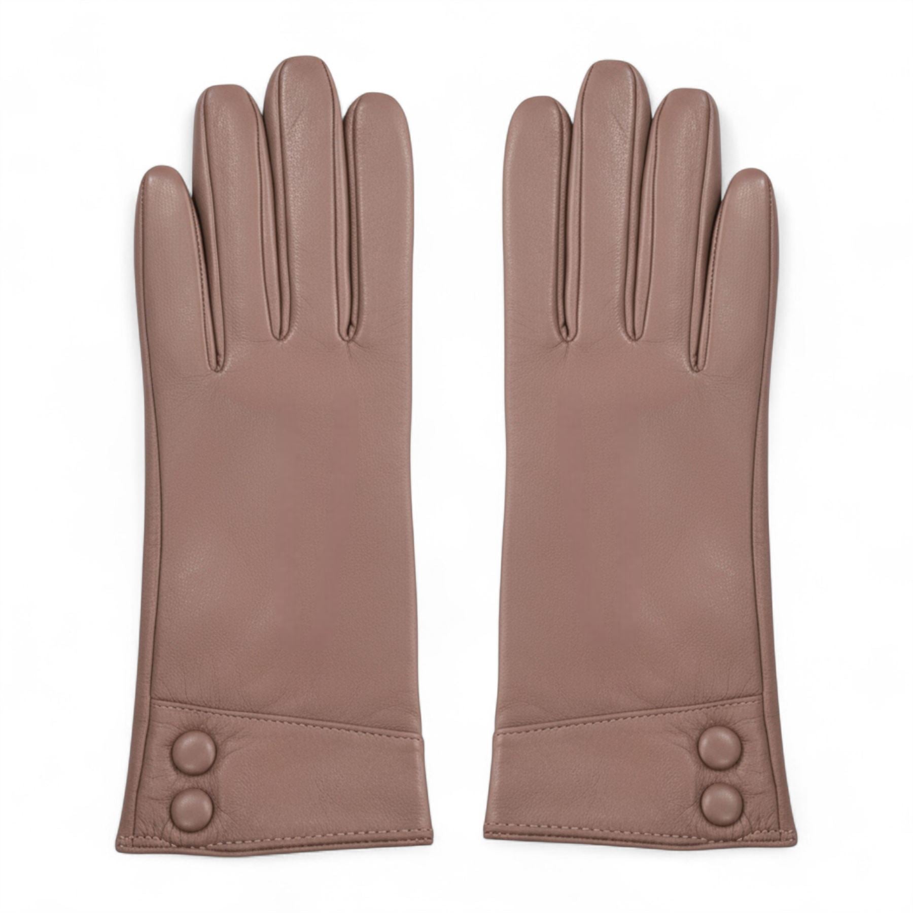 Women's Genuine Leather Decorative Buttons Gloves