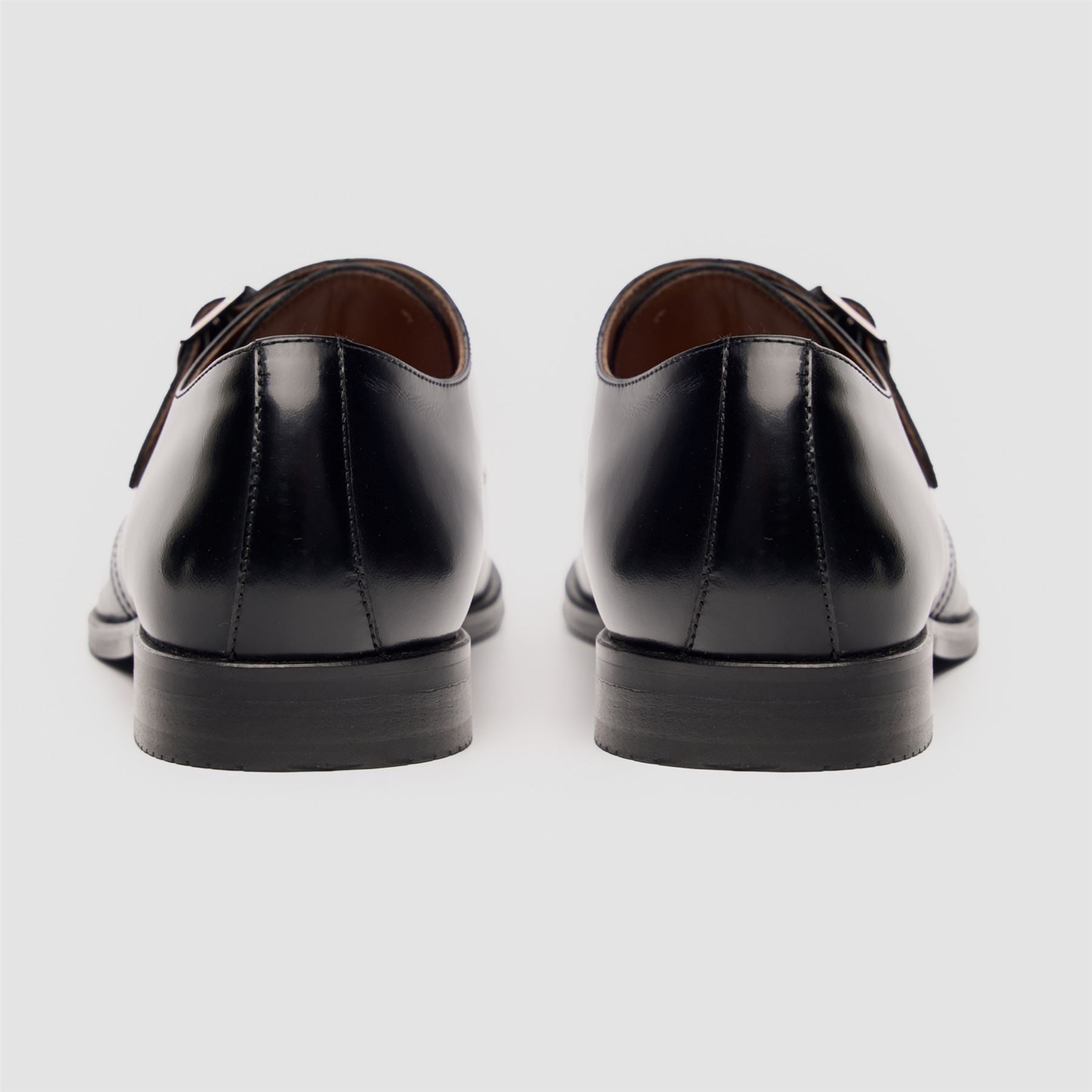 Romero - Men's Black Single Monk Strap Polished Shoes