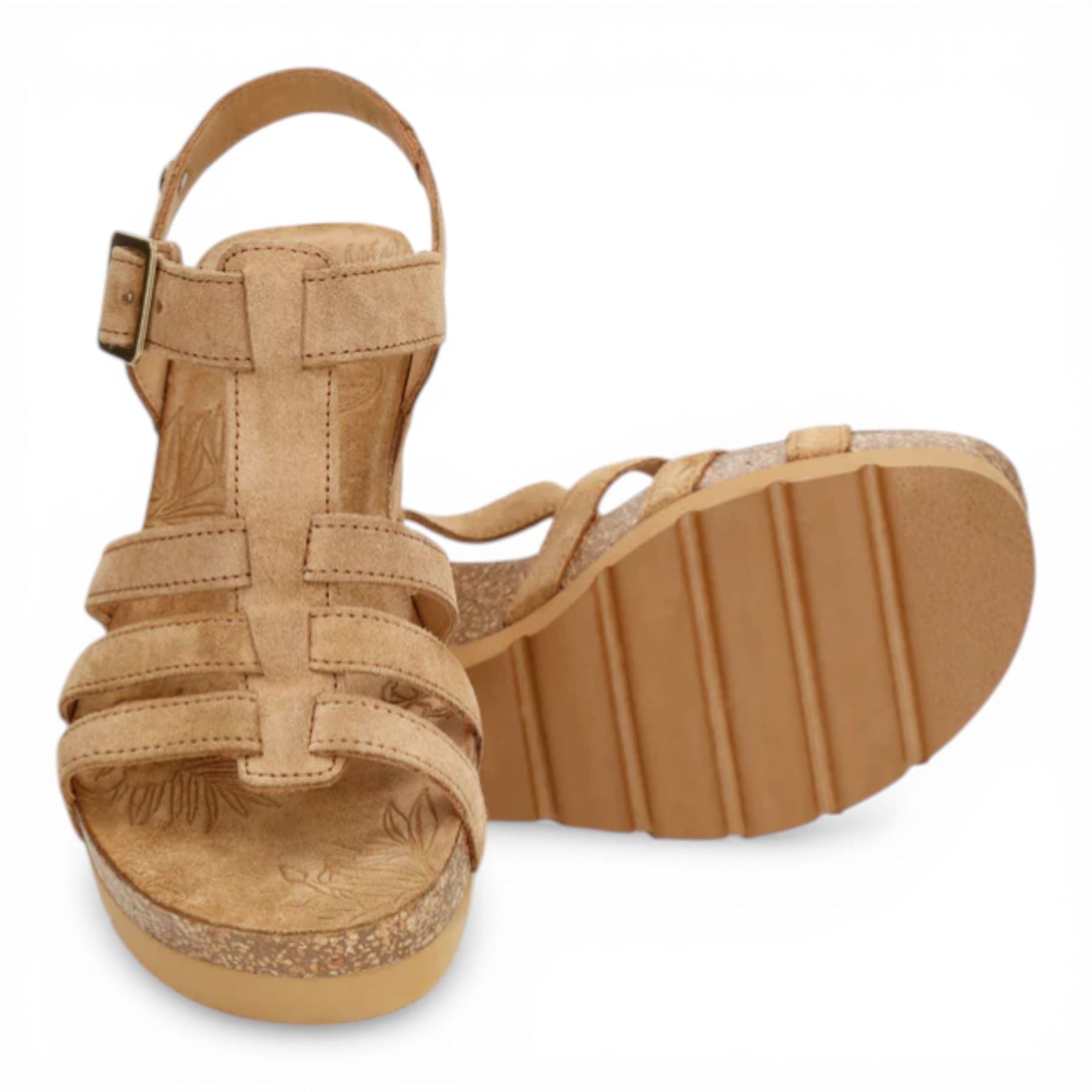 Vero B1 - Women's Wedge Heel Brown Suede Leather Sandals