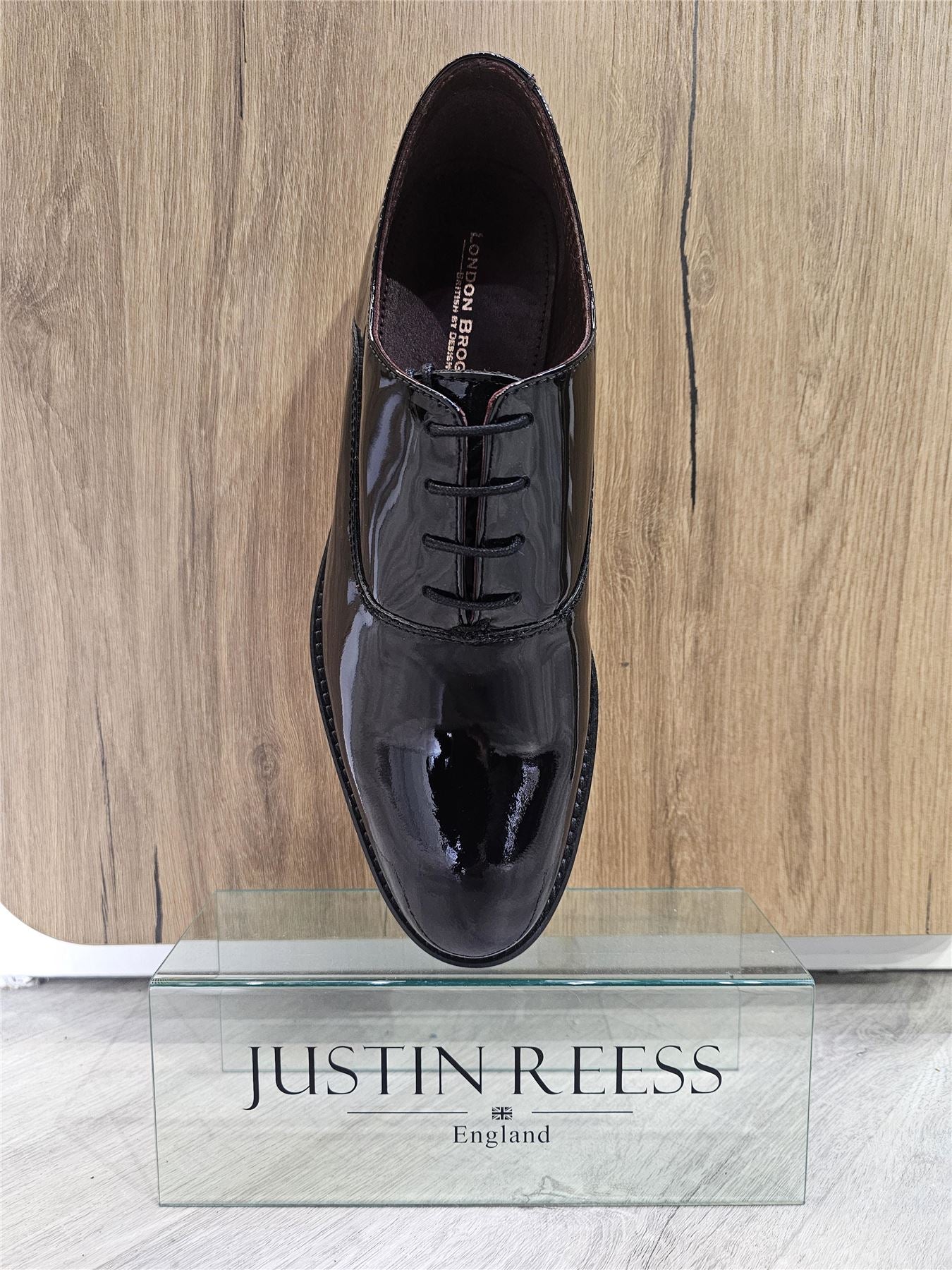 Men's Black Patent Leather Lace Up Derby Shoes