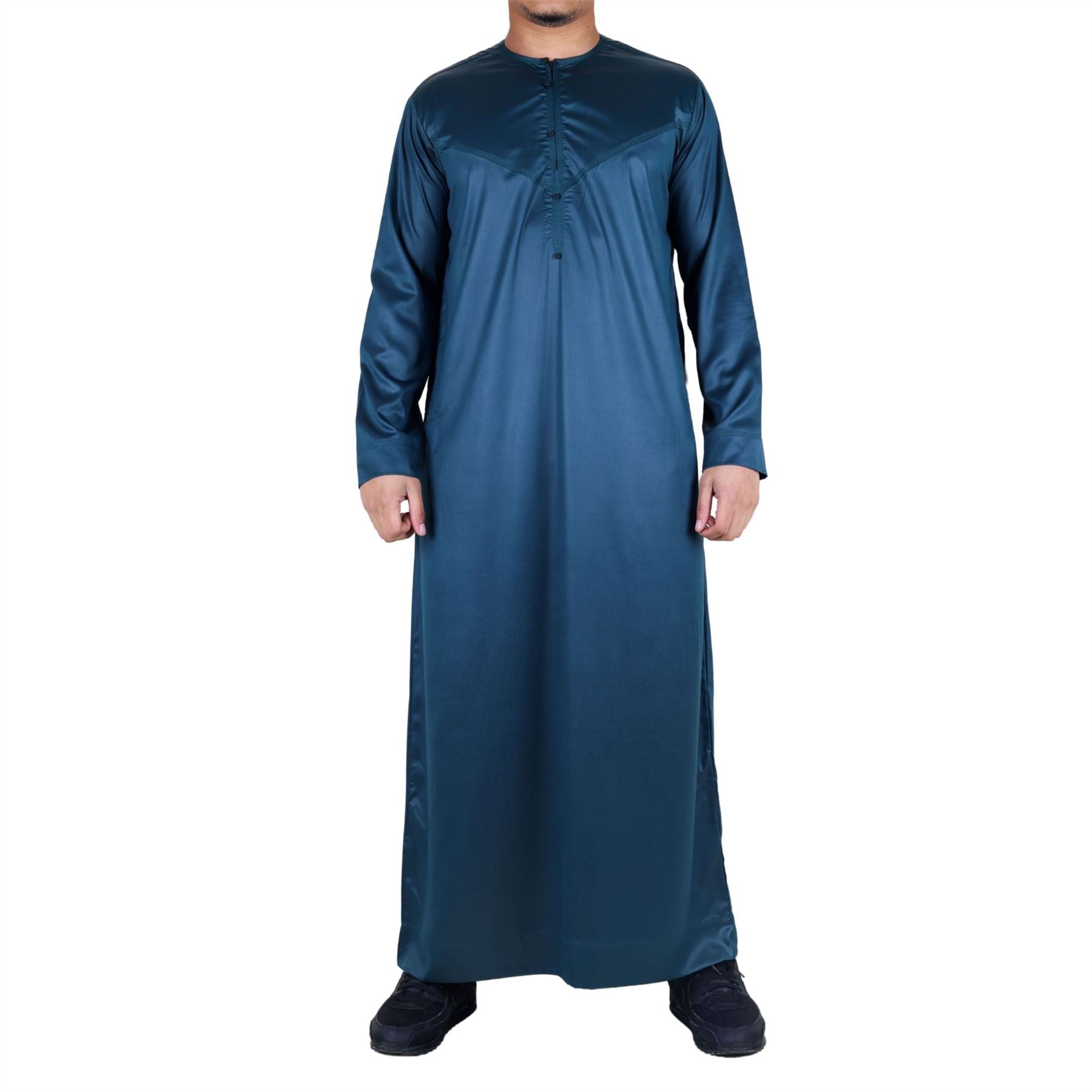 Men's Thobe Jubba Islamic Clothing Muslim Kaftan Emirati Omani Satin Robe
