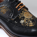 Men's Shoes Floral Print Leather Oxford Brogue Lace Up Formal Dress Shoe - Knighthood Store