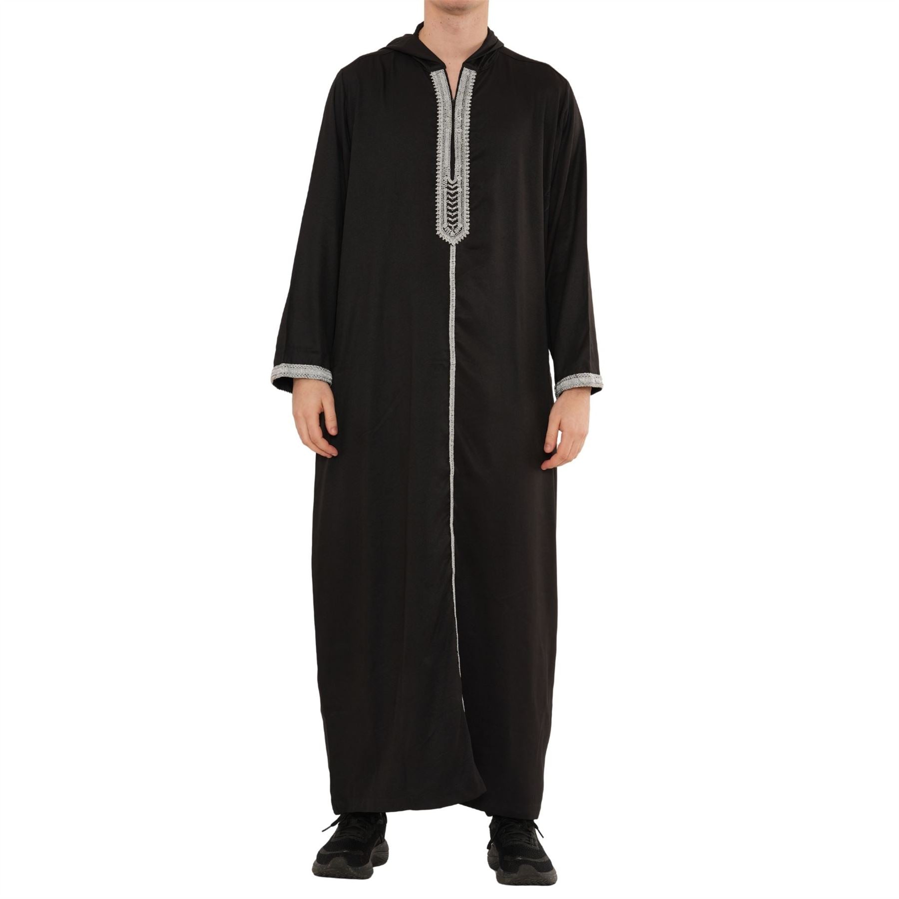 Men's Hooded Gandoura Embroidery Moroccan Thobe