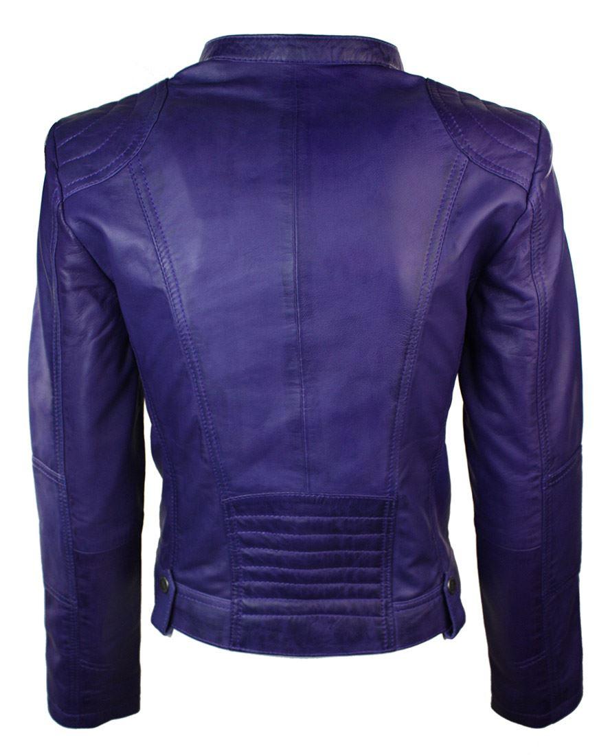 New Ladies Womens Real Leather Slim Fit Soft Zip Biker Style Jacket - Knighthood Store