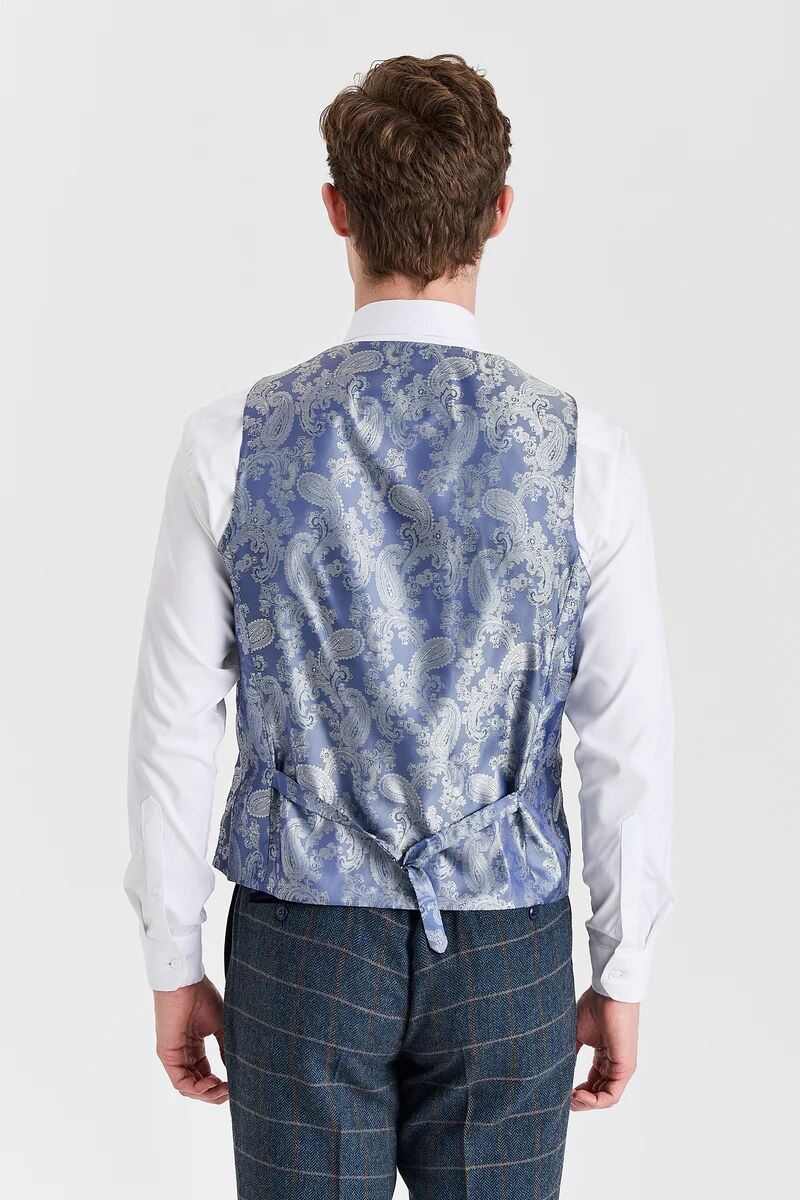 Harris - Men's Navy Tweed Wool Blend Waistcoat