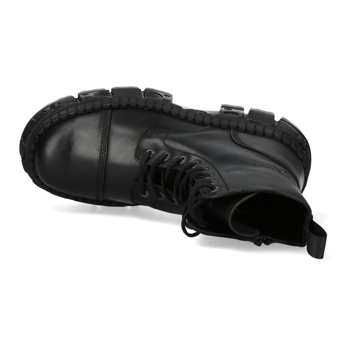 New Rock Boots Punk WALL083C-S5 Unisex Metallic Black Leather Platform Gothic EMO - Knighthood Store