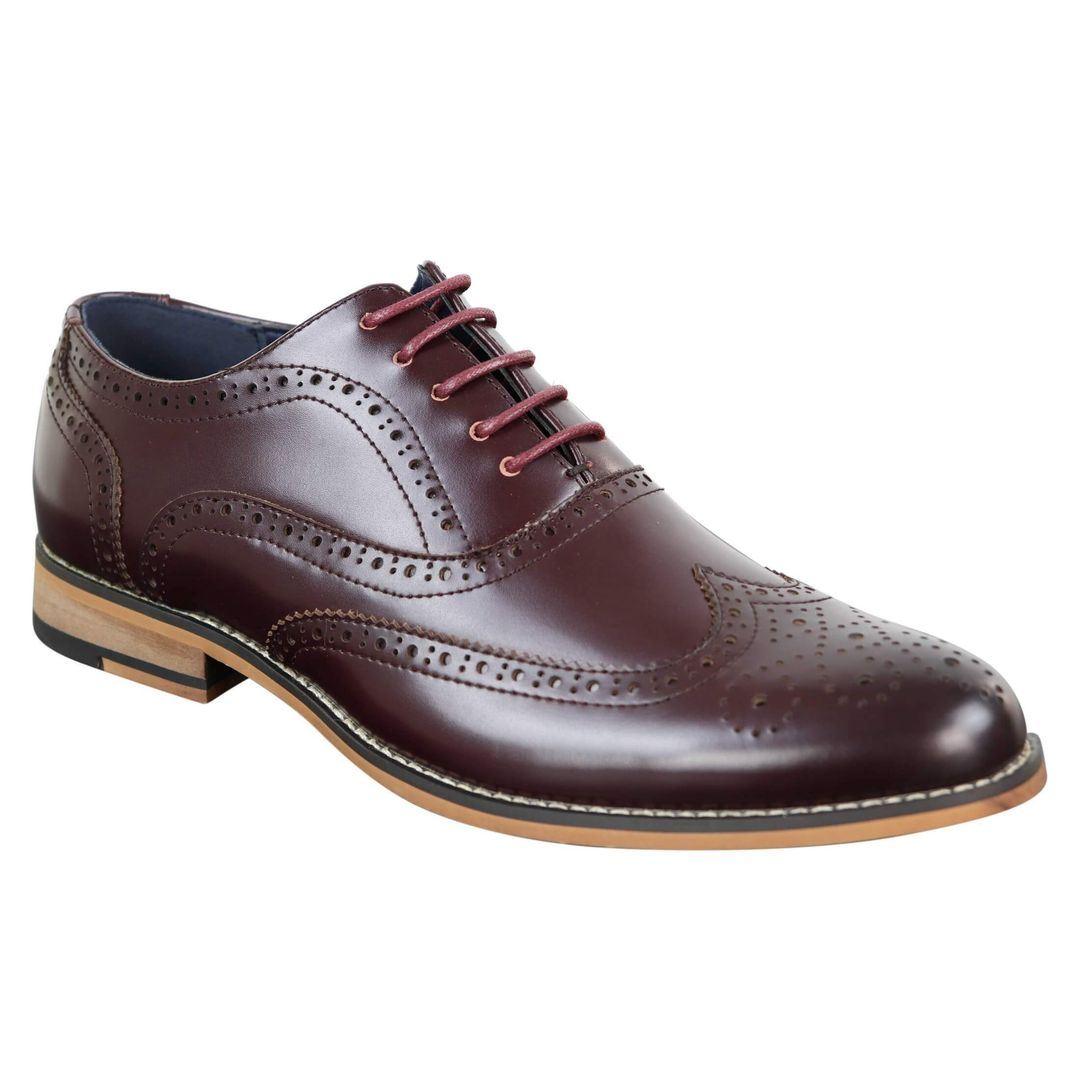 Mens Real Leather Laced Gatsby Brouges Smart Designer Retro Vintage Shoes - Knighthood Store