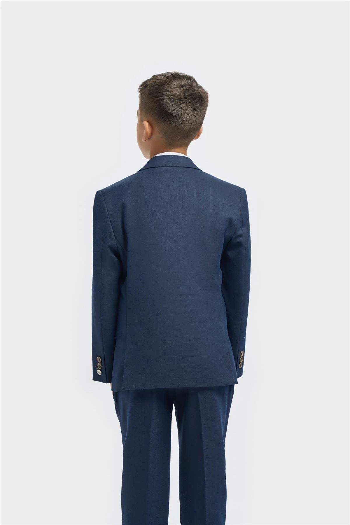 Boys Suit 3 Piece Navy Tailored Fit Wedding Formal Outfit