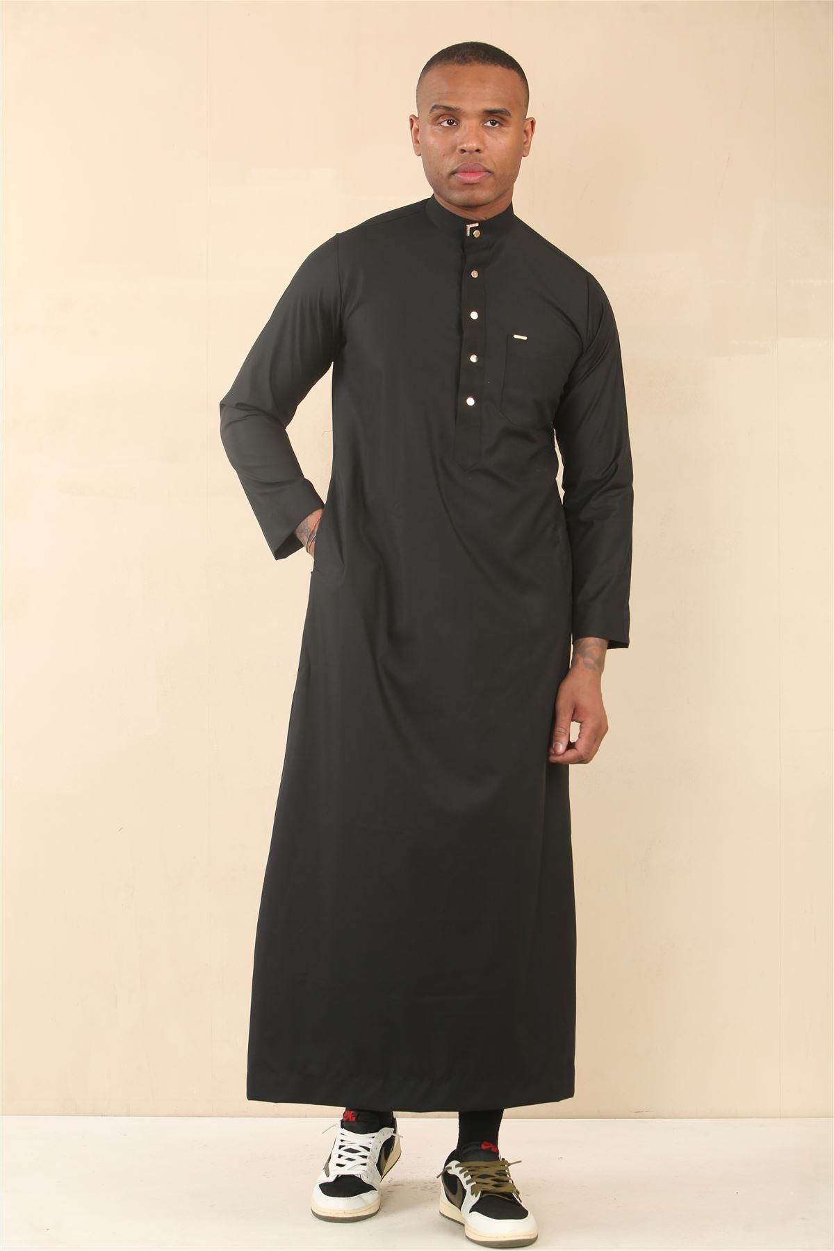 TT-005 - Men's Saudi Emirati Thobe Arab Nehru High Collar
