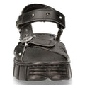 New Rock Boots BIOS120-V1 Unisex Metallic Black Vegan Leather Sandal Punk Rock - Knighthood Store