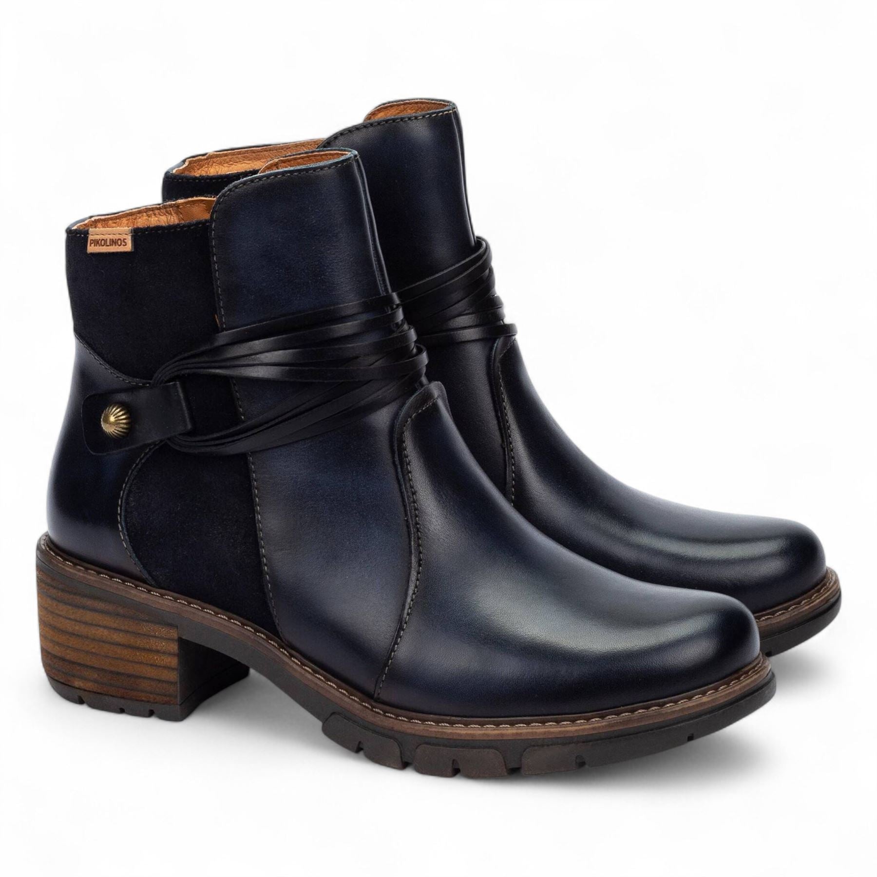 San Sebastian - Women's Blue Leather Ankle Boots