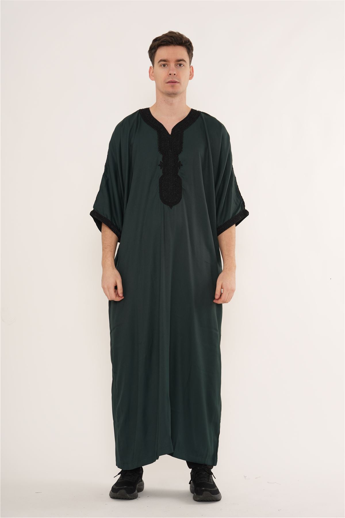 Men's Half Sleeve Embroidery Moroccan Thobe