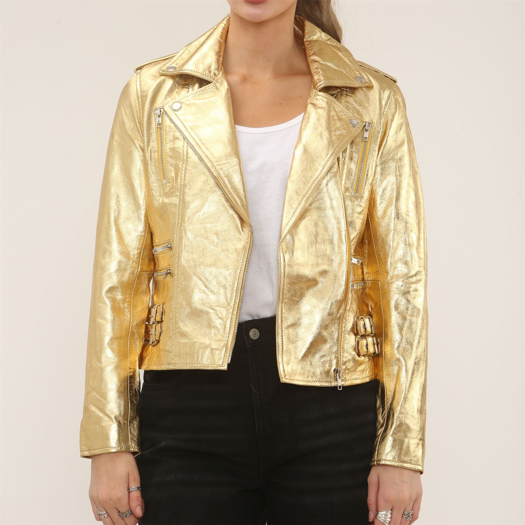 Women's Real Lamb Nappa Leather Vintage Biker Jacket