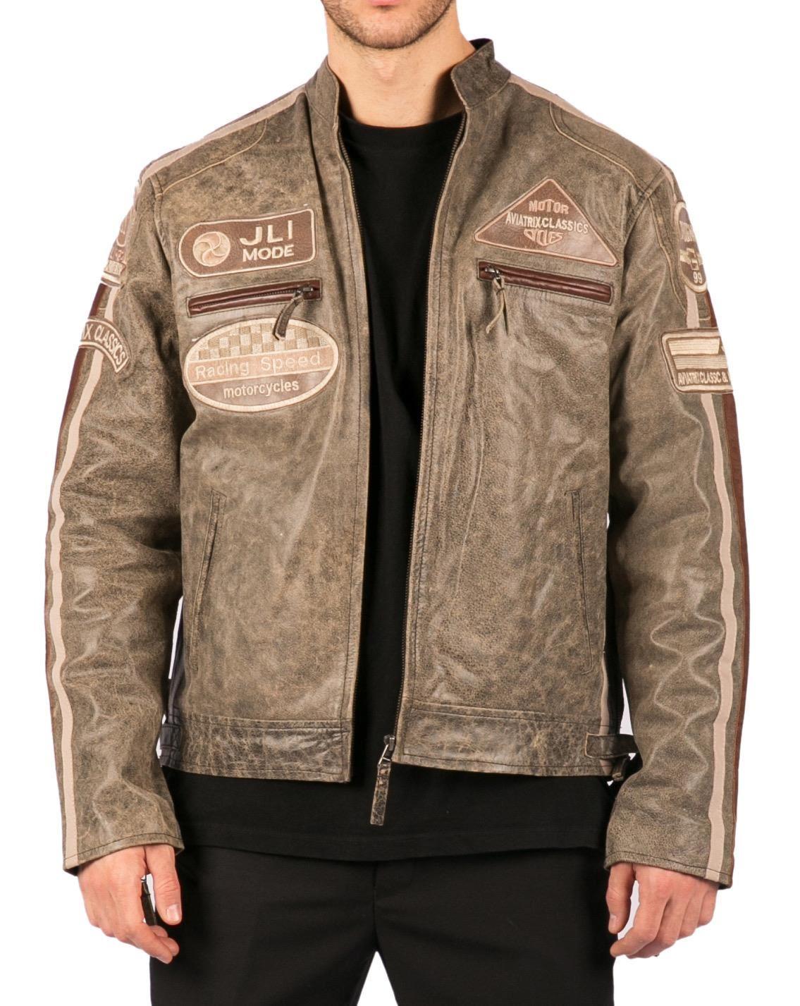 Men's Zipped Biker Leather Jacket | Infinity - Knighthood Store