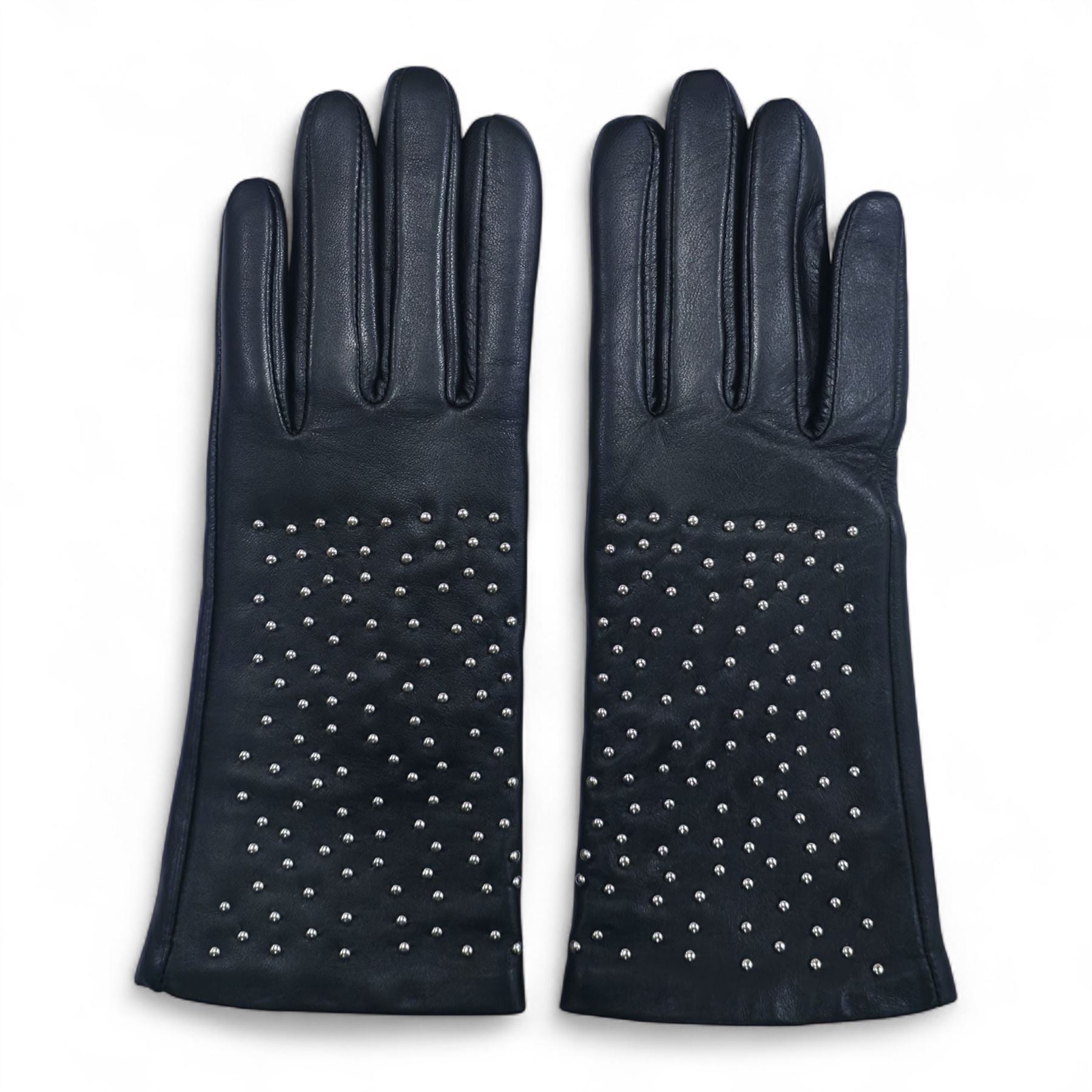 Women’s Leather Studded Wool Lining Fashion Gloves