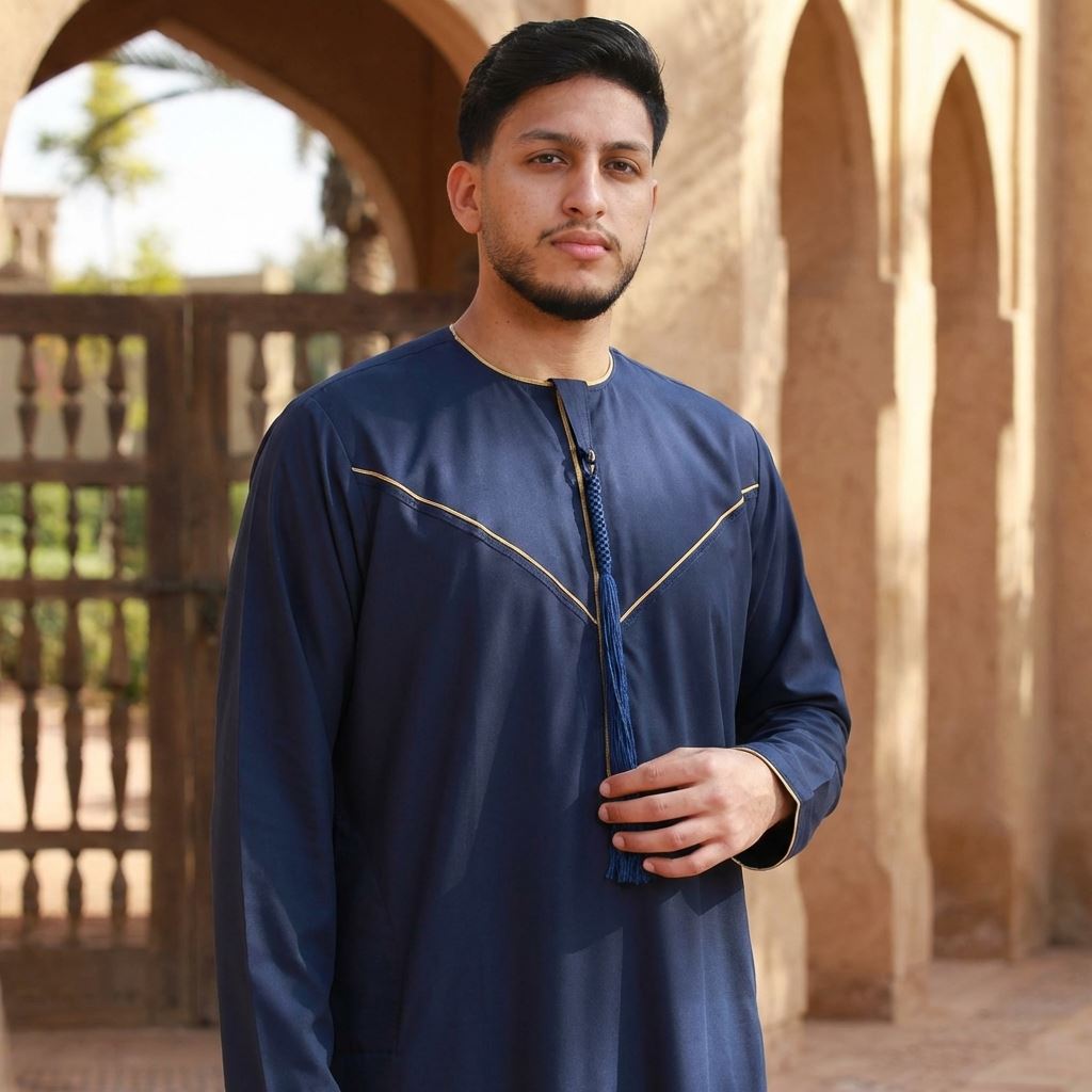TT-007 - Men's Emirati Omani Gold Embroidery Thobe