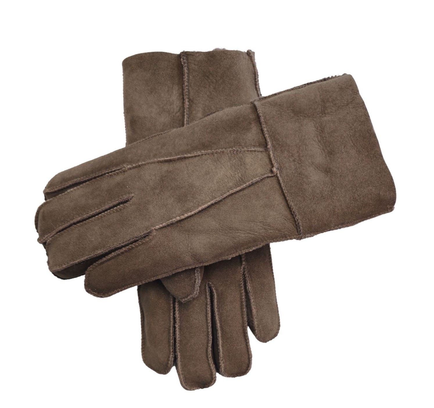 Unisex Suede Leather Shearling Wool Lined Thermal Gloves