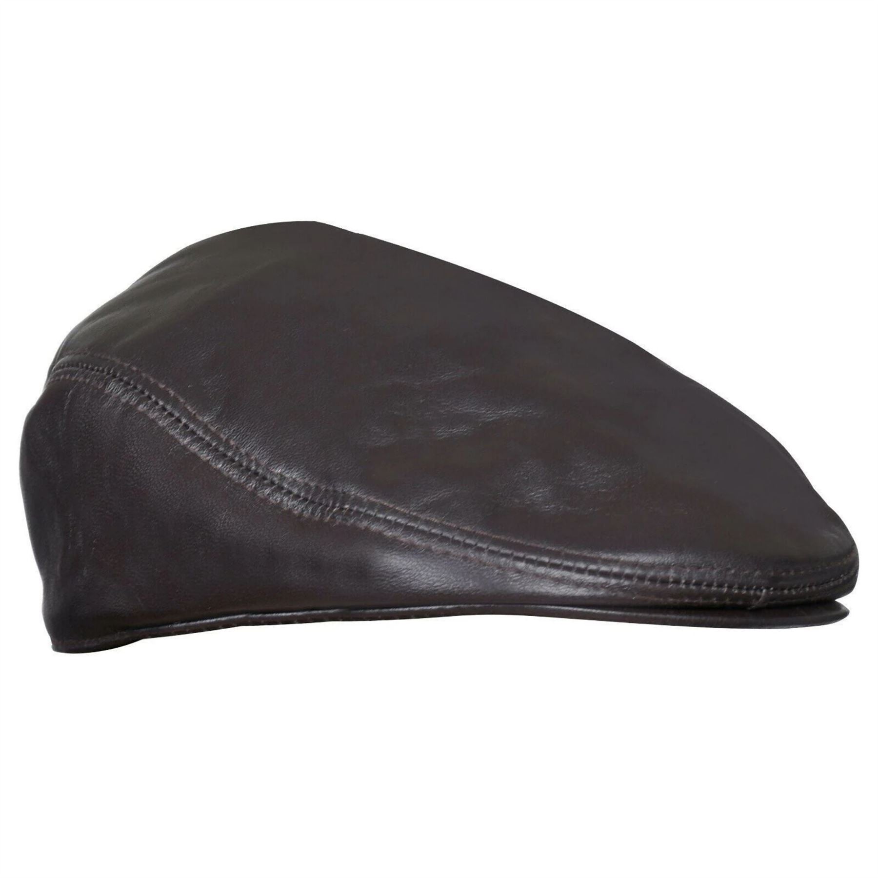 Men's Real Leather Ivy Newsboy Peaked Flat Cap