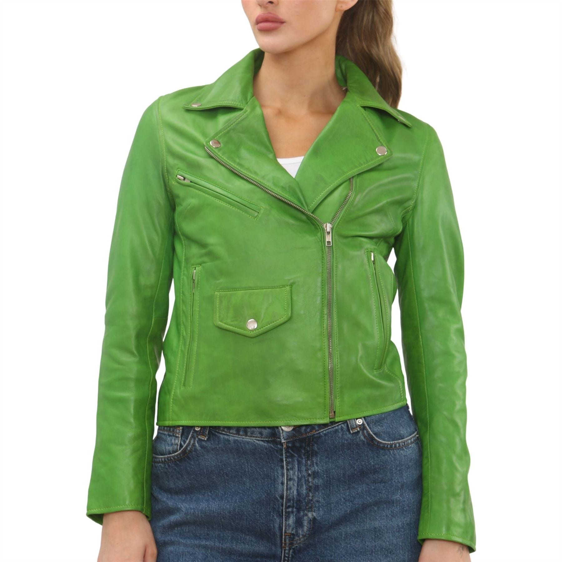 Women's Real Leather Brando Style Biker Jacket