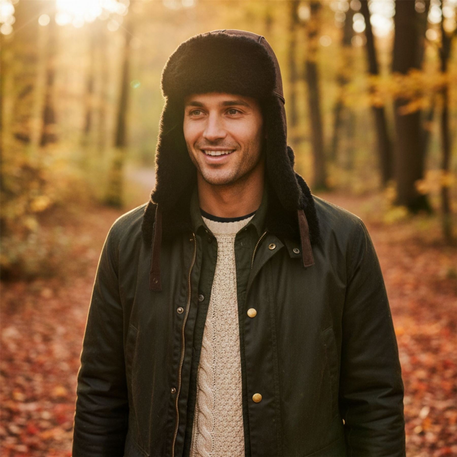 Men's RAF Aviator Suede Sheepskin B-55 Leather Navigator Hat