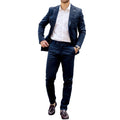 Mens 2 Piece Summer Linen Suit Navy Smart Casual Formal Business Wedding Slim Fit - Knighthood Store