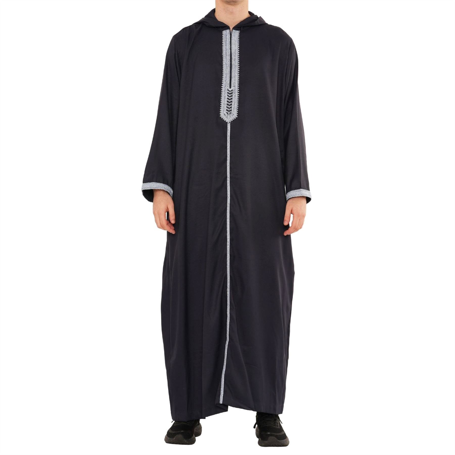 Men's Hooded Gandoura Embroidery Moroccan Thobe