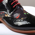 Men's Shoes Butterfly Print Patent Leather Lace Up Brogue Formal Dress Shoe - Knighthood Store