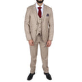 Men's Beige Suit Prince Of Wales Check Tailored Fit 3 Piece Formal Dress - Knighthood Store