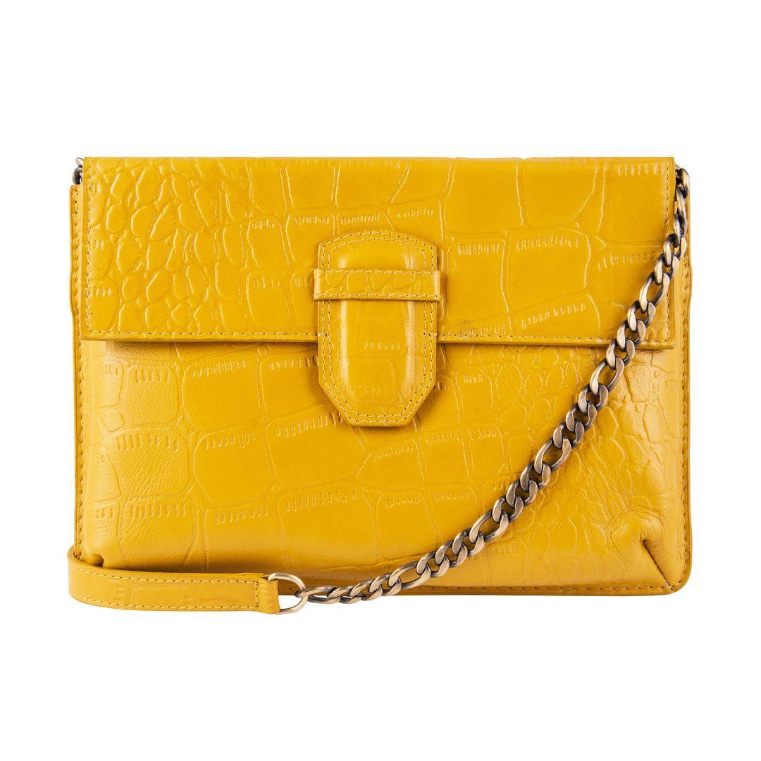 Womens Real Leather Buckle Hide Clutch Shoulder Bag Metal Chain Cross Body - Knighthood Store