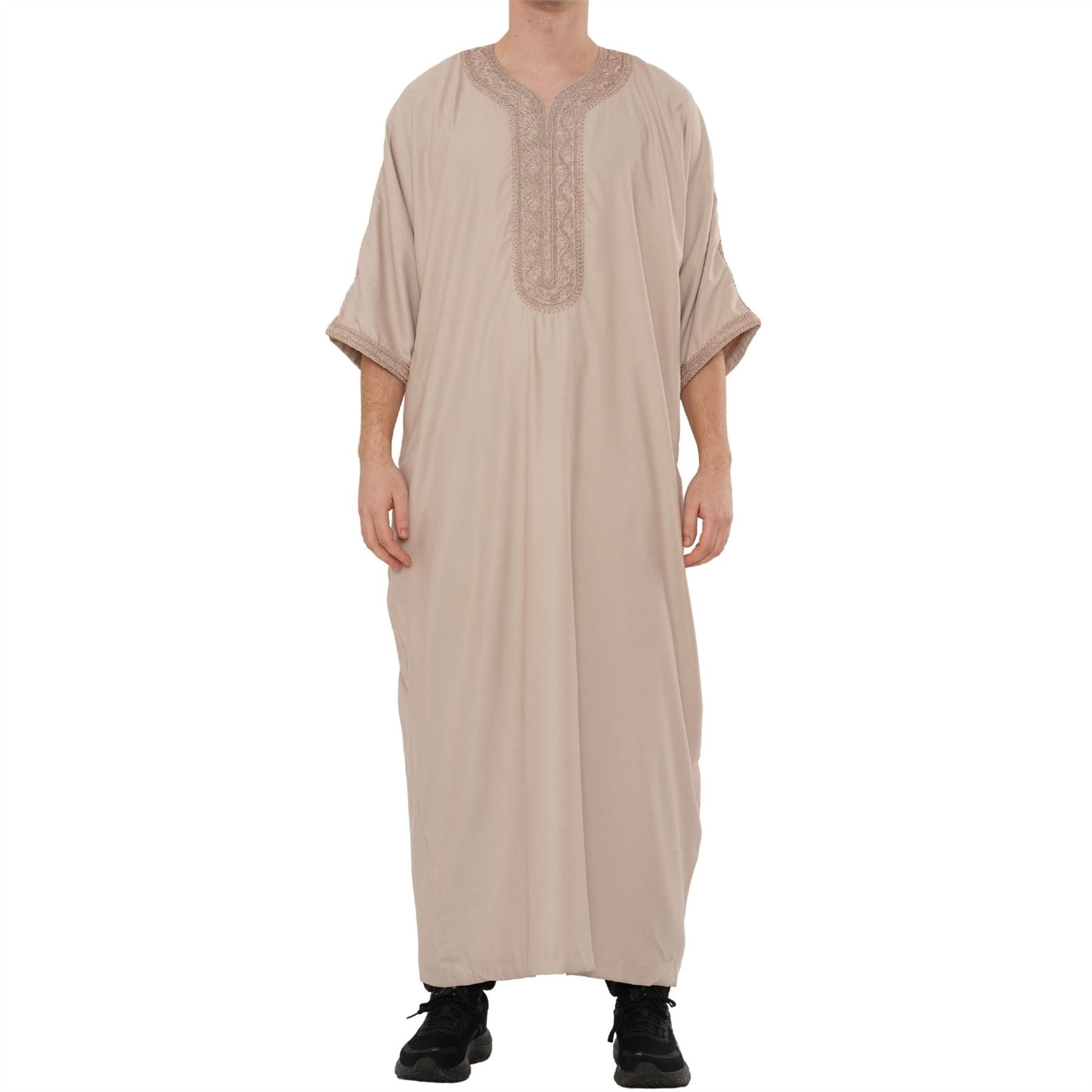 Men's Half Sleeve Embroidery Moroccan Thobe