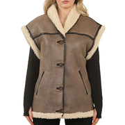 Women's Rustic Brown Shearling Leather Gilet
